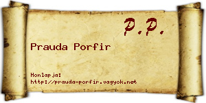 Prauda Porfir névjegykártya